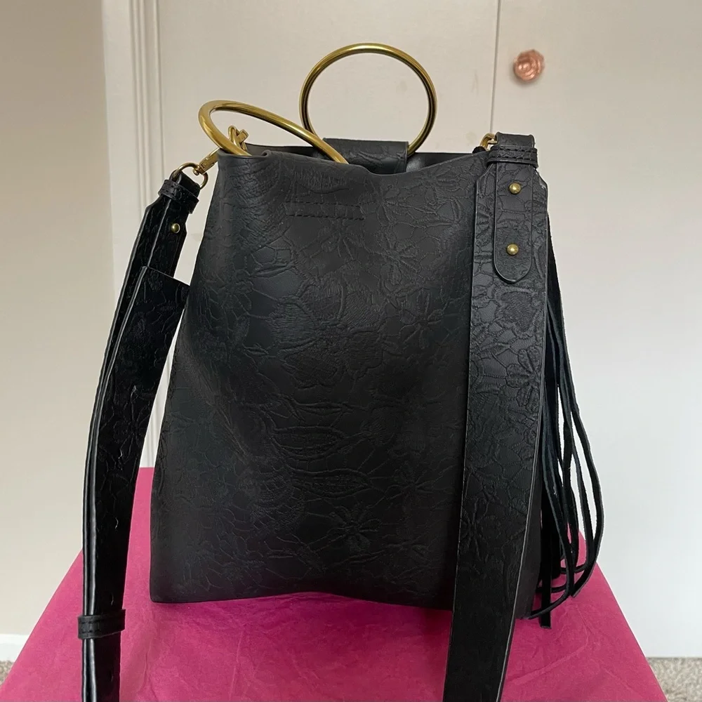 NWOT Anthropology Black Bucket Purse - Picture 6 of 8